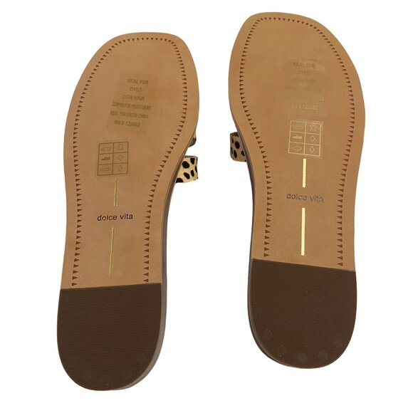 Dolce Vita CAIT Genuine Haircalf Square Toe Wedge Slide Sandals Size 9.5 Leopard - Picture 3 of 6